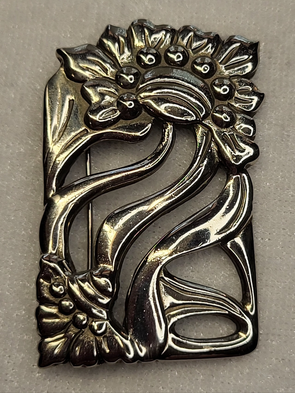 Vintage Ginnie Johansen Art Nouveau-style Floral Brooch / Pin